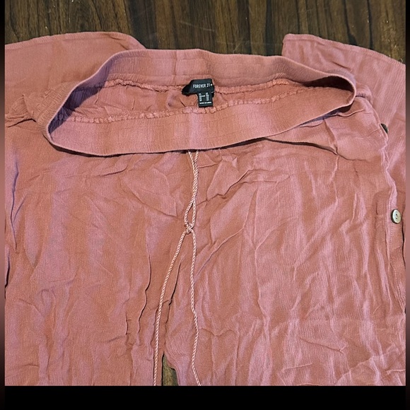 Plus size Slit-leg Crinkle pants/ Rust pink color - Picture 4 of 4